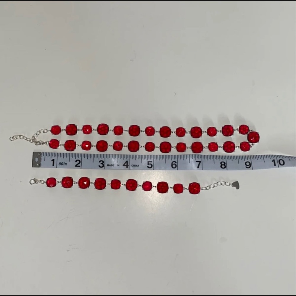 Amelia Rose Ruby Pink Necklace & Bracelet Set - Picture 4 of 4